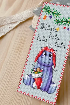 Warranty Included Hippo Bookmark - PDF Cross Stitch Pattern
