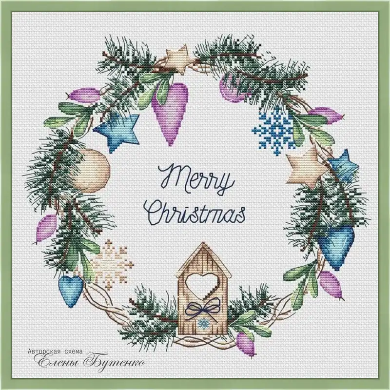 Christmas Wreath - PDF Cross Stitch Pattern Markdown
