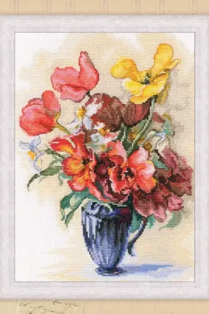 Tulips and daffodils M886 Counted Cross Stitch Kit Reduced Price