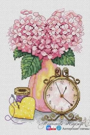Worldwide Shipping Pink Hydrangea - PDF Cross Stitch Pattern