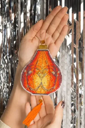Christmas tree toy. Plastic Canvas Cross-stitch kit T-22C "Colorful lanterns" Handmade