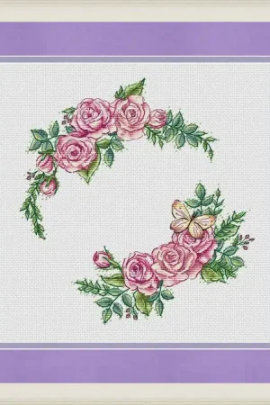 A Delicate Wreath of Roses - PDF Cross Stitch Pattern Premium