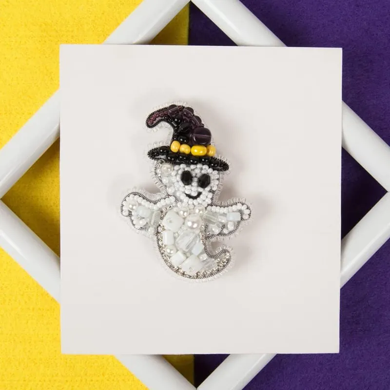 BP-333C Beadwork kit for creating brooch Crystal Art "Ghost" Today Only