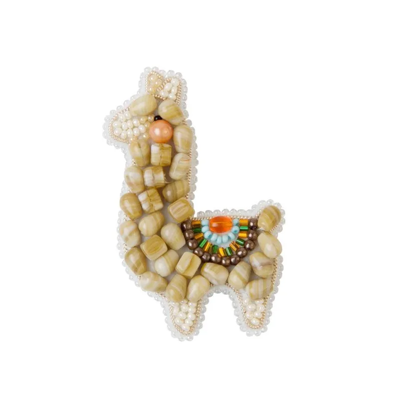 Authentic BP-289C Beadwork kit for creating brooch Crystal Art "Lama"