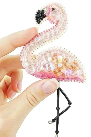 BP-216C Beadwork kit for creating brooch Crystal Art "Flamingo" Genuine