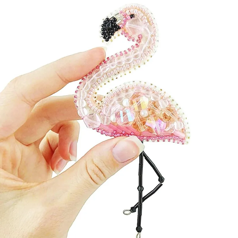 BP-216C Beadwork kit for creating brooch Crystal Art "Flamingo" Genuine