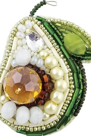 BP-213C Beadwork kit for creating brooch Crystal Art "Avocado" Limited Offer