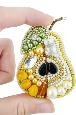 BP-205C Beadwork kit for creating brooch Crystal Art "Pear" Sale