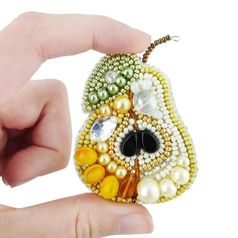 BP-205C Beadwork kit for creating brooch Crystal Art "Pear" Sale