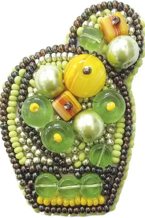 BP-187C Beadwork kit for creating brooch Crystal Art "Bright cactus" Direct From Factory