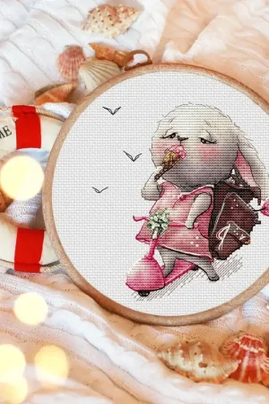 Popular Rabbit with Scooter - PDF Cross Stitch Pattern