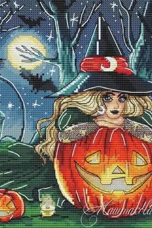 Halloween Pumpkins and Witch - PDF Cross Stitch Pattern Mega Sale
