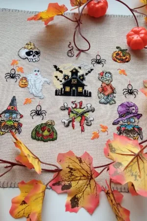 Halloween Sampler - PDF Cross Stitch Pattern. Plastic Canvas Instant Buy