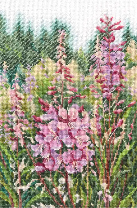 Raspberry candles of willowherbs M863 Counted Cross Stitch Kit Limited Offer