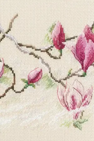 Magnolia flowers M732 Counted Cross Stitch Kit Premium