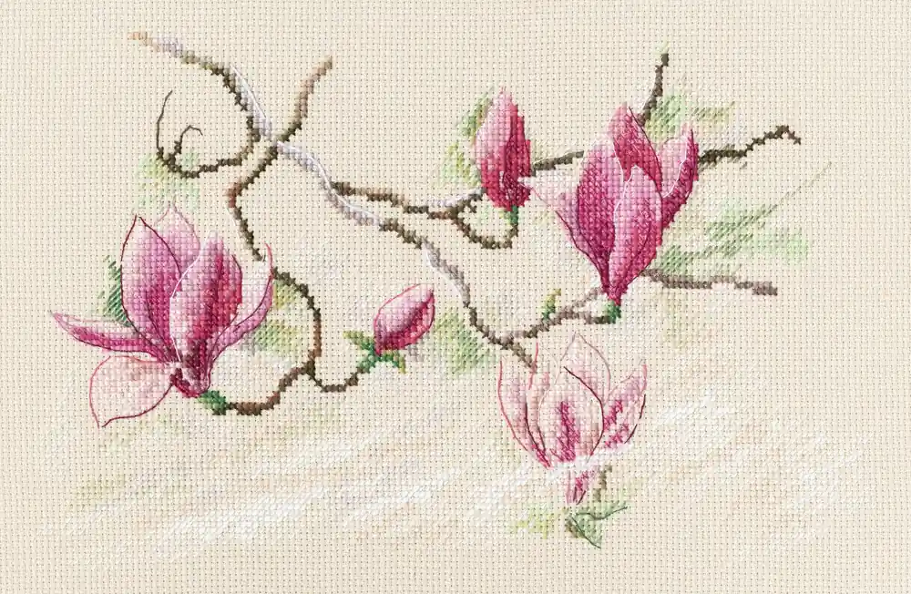 Magnolia flowers M732 Counted Cross Stitch Kit Premium