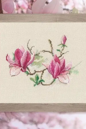 Magnolia flowers M730 Counted Cross Stitch Kit Exclusive