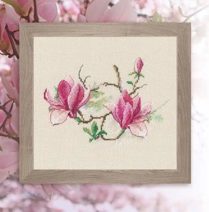 Magnolia flowers M730 Counted Cross Stitch Kit Exclusive