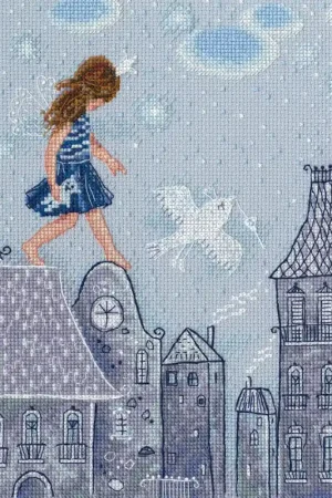 Fairy tales live on the roofs M662 Counted Cross Stitch Kit Authentic