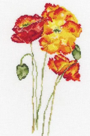 Silk poppies M628 Counted Cross Stitch Kit Price Drop