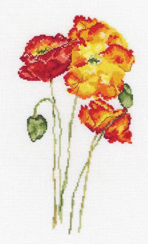 Silk poppies M628 Counted Cross Stitch Kit Price Drop