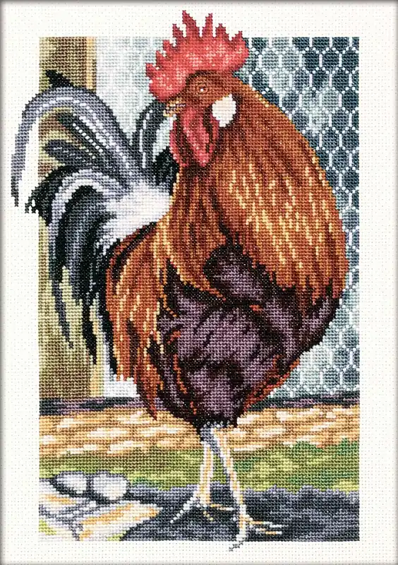 Authentic Rooster on the Walk M350 Counted Cross Stitch Kit