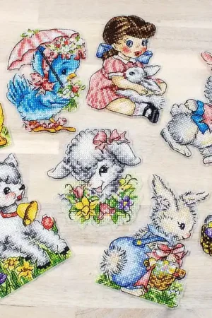 Counted Cross Stitch Kit Easter Ornaments kit of 8 pcs L8032 Free Returns