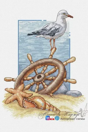 Steering Wheel with Seagull - PDF Cross Stitch Pattern Final Sale