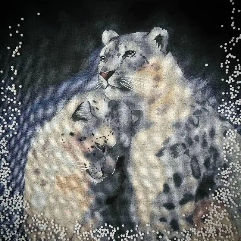 New Release Wild cat Snow Leopards - PDF Counted Cross Stitch Pattern