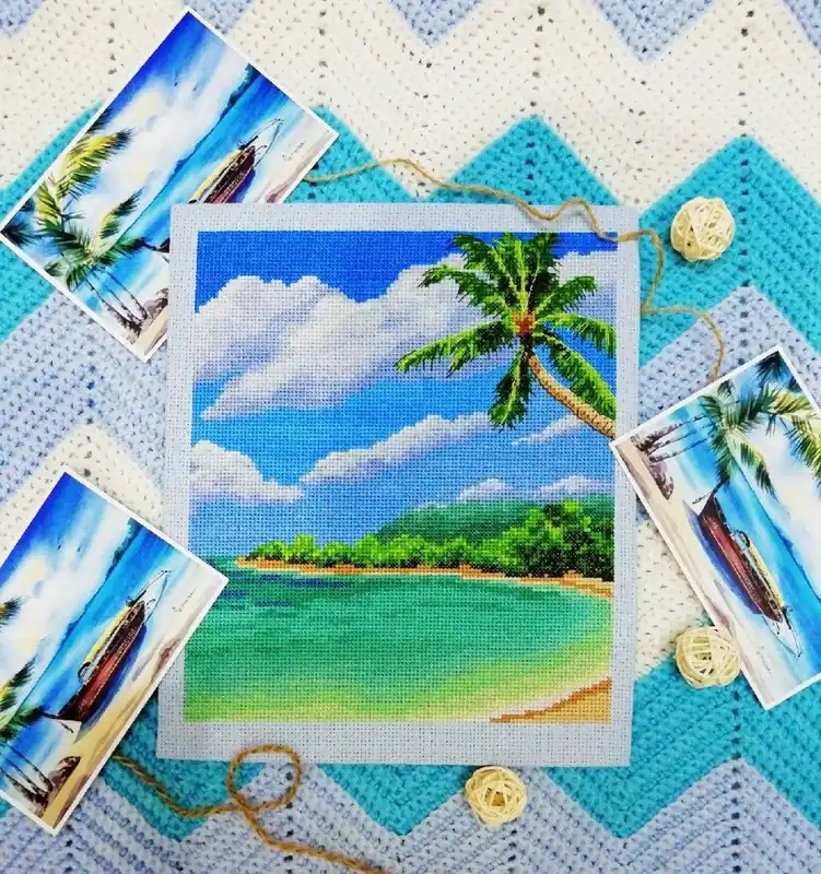 Instant Buy Tropical island - PDF Counted Cross Stitch Pattern