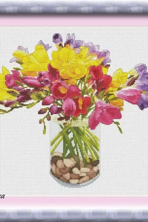 Direct From Factory Freesias - PDF Counted Cross Stitch Pattern