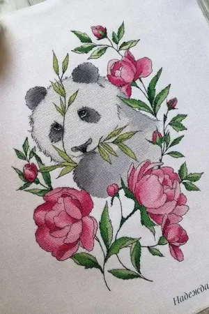 Grab Now Flower Panda - PDF Counted Cross Stitch Pattern