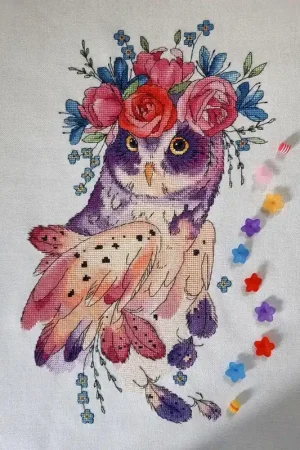 Flower Owl - PDF Counted Cross Stitch Pattern Trending