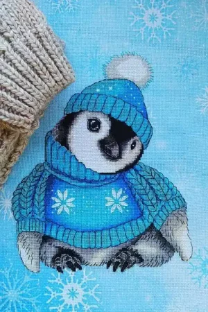 One Day Deal Christmas Penguin (blue) - PDF Counted Cross Stitch Pattern