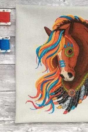 Amerindian Mustang" (brown) - PDF Counted Cross Stitch Pattern Bargain