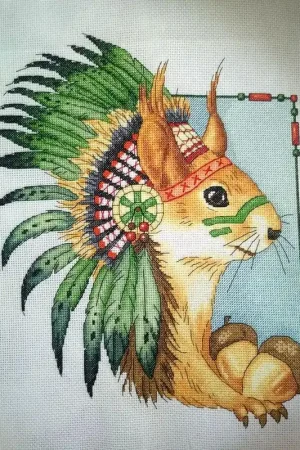 Bargain Amerindian Squirrel - PDF Counted Cross Stitch Pattern