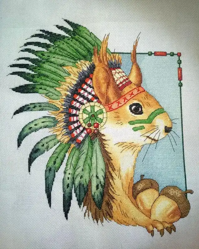Bargain Amerindian Squirrel - PDF Counted Cross Stitch Pattern
