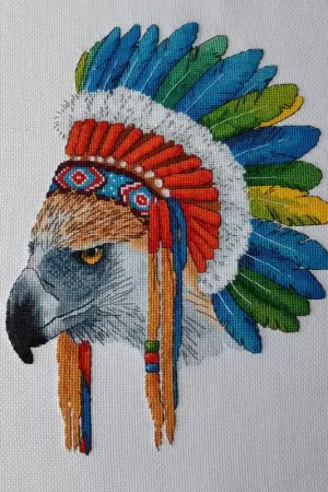 Amerindian Eagle" (green) - PDF Counted Cross Stitch Pattern Express Delivery
