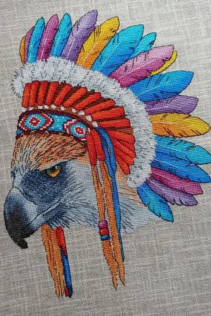 Amerindian Eagle (lilac) - PDF Counted Cross Stitch Pattern Free Shipping