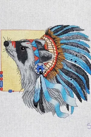 Amerindian Racoon - PDF Counted Cross Stitch Pattern Markdown