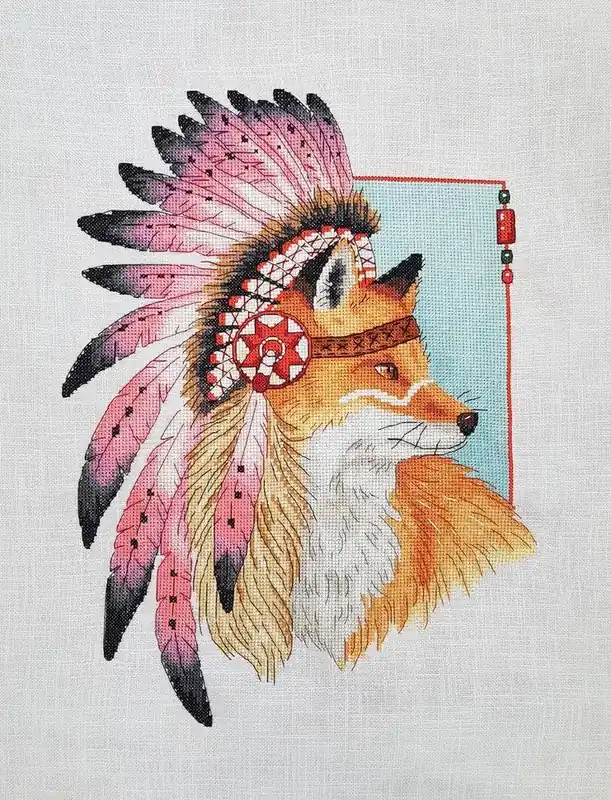 High Quality Amerindian Fox - PDF Counted Cross Stitch Pattern