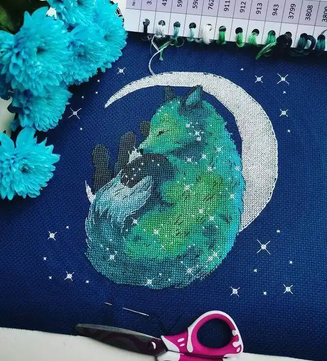 Moon Fox - PDF Counted Cross Stitch Pattern Fresh Stock