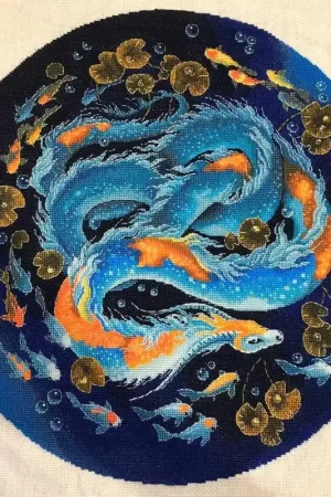 Reduced Price Dragon. Dance of lake depths - PDF Counted Cross Stitch Pattern