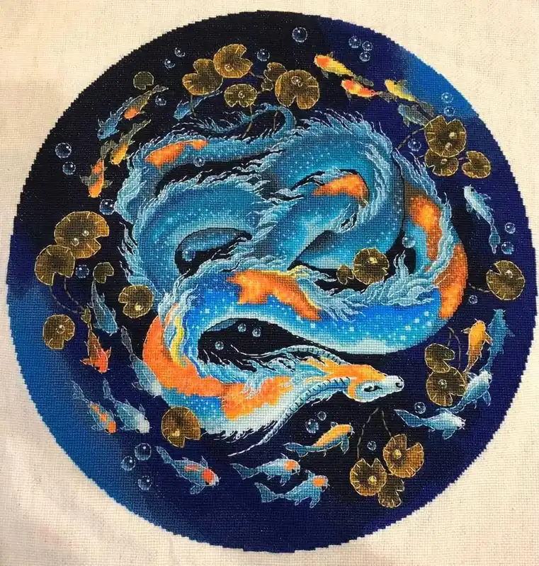 Reduced Price Dragon. Dance of lake depths - PDF Counted Cross Stitch Pattern