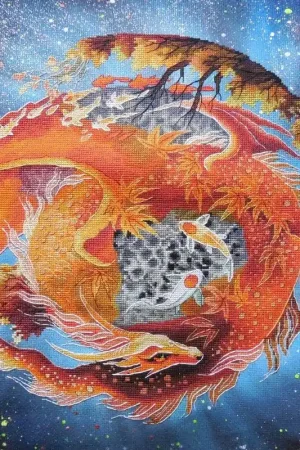 Dragon Koi - PDF Counted Cross Stitch Pattern Instant Buy