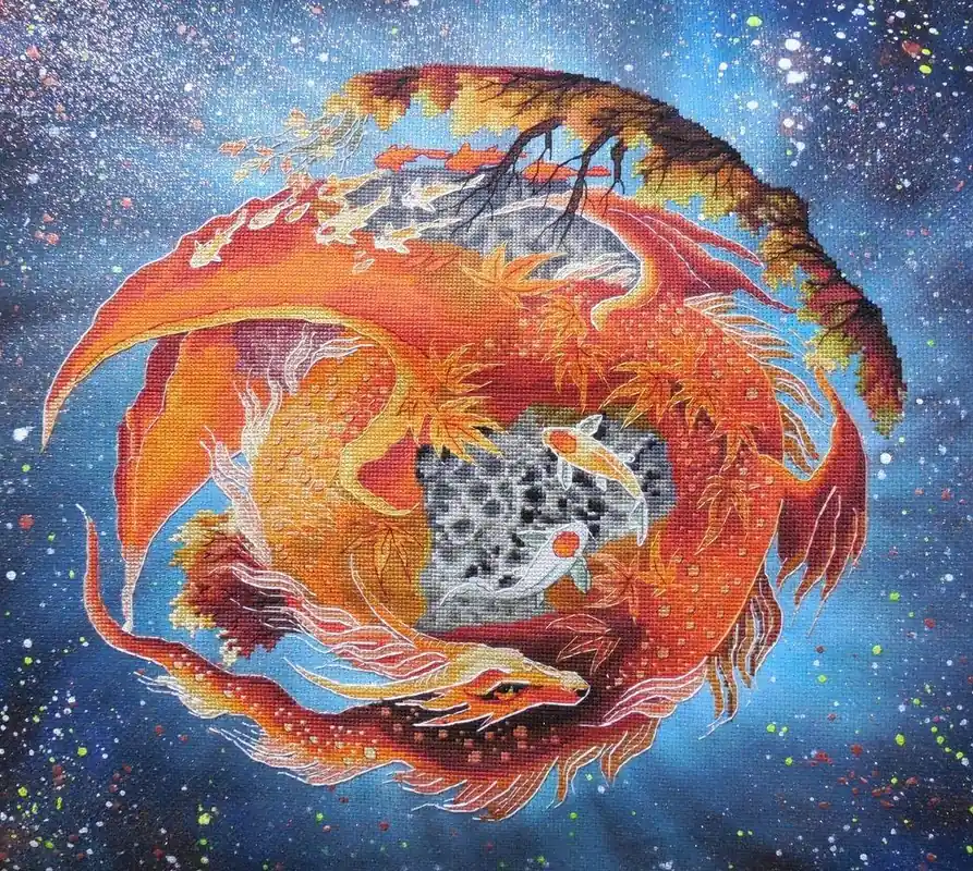 Dragon Koi - PDF Counted Cross Stitch Pattern Instant Buy