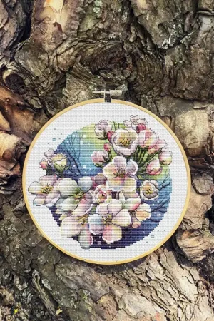 Special Discount Apple Tree Flowers - PDF Cross Stitch Pattern