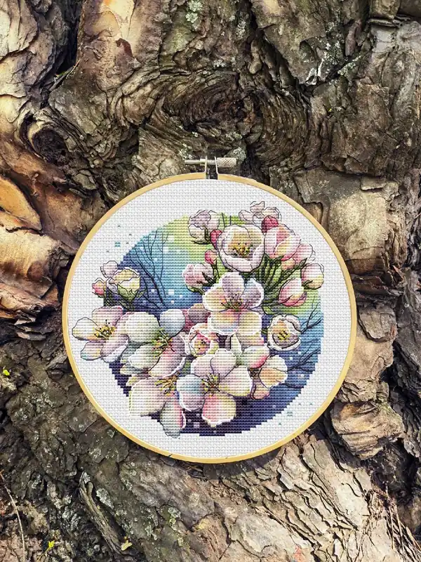 Special Discount Apple Tree Flowers - PDF Cross Stitch Pattern