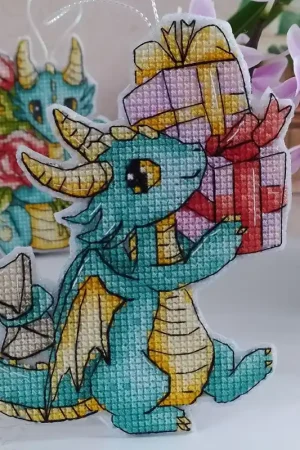 Holiday Sale Romantic Dragons. I am bringing Presents - PDF Cross Stitch Pattern