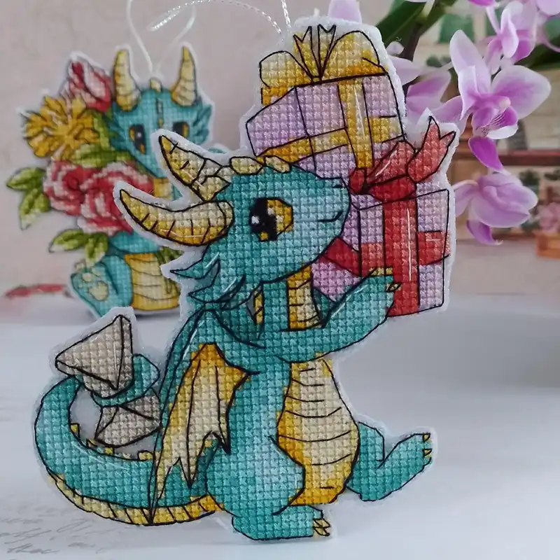 Holiday Sale Romantic Dragons. I am bringing Presents - PDF Cross Stitch Pattern